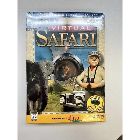 Vintage Survival Virtual Safari 1996 Fujitsu Interactive PC CD Windows 95 NEW - Picture 3 of 16